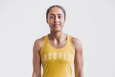 Nobull Racerback Women's Tank Tops Yellow | Australia (YU8420)